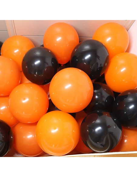 Pack de 40 Ballons Noirs et Oranges / Dimensions : 30 x 30 cm
