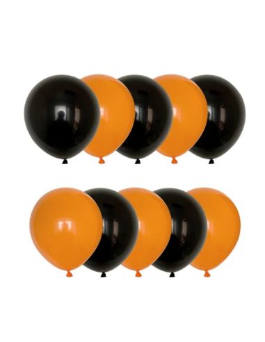 Pack de 40 Ballons Noirs et Oranges / Dimensions : 30 x 30 cm