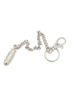 Porte-clé / Balle Factice 9mm avec Anneau, Chaine et Crochet / Matière Métal