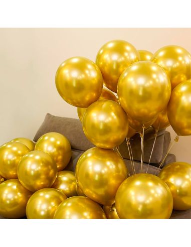 Sachet de 25 Ballons Dorés - Dimensions : 30 x 30 cm