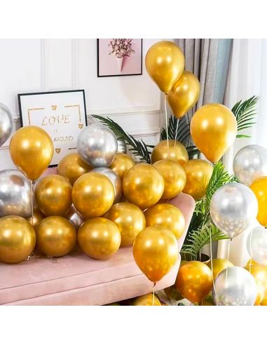 Sachet de 25 Ballons Dorés - Dimensions : 30 x 30 cm