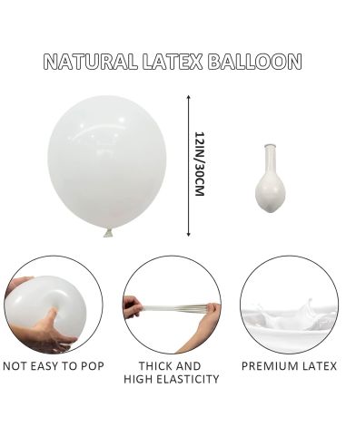 Sachet de 25 Ballons Blanc - Dimensions : 30 x 30 cm