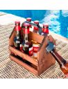 Porte-Bouteille en Bois pour 6 Bouteilles de 33cl avec Ouvre-Bouteille en Métal
