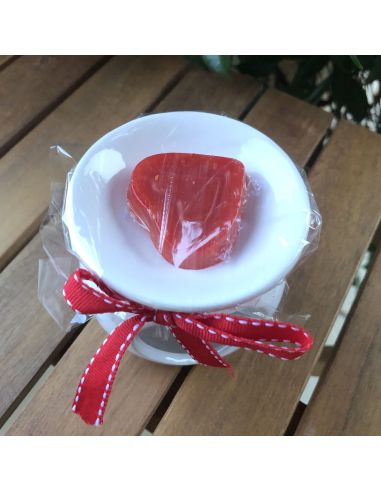 Lampe Aromatique en Céramique Coeur avec Cire Parfumée - 8 x 7,5 cm