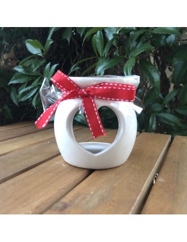 Lampe Aromatique en Céramique Coeur avec Cire Parfumée - 8 x 7,5 cm