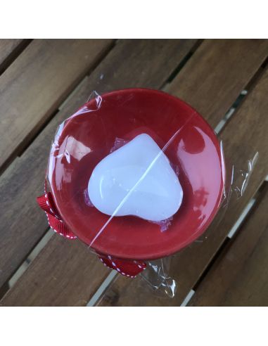 Lampe Aromatique en Céramique Coeur avec Cire Parfumée - 8 x 7,5 cm