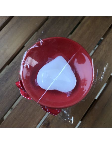 Lampe Aromatique en Céramique Coeur avec Cire Parfumée - 8 x 7,5 cm