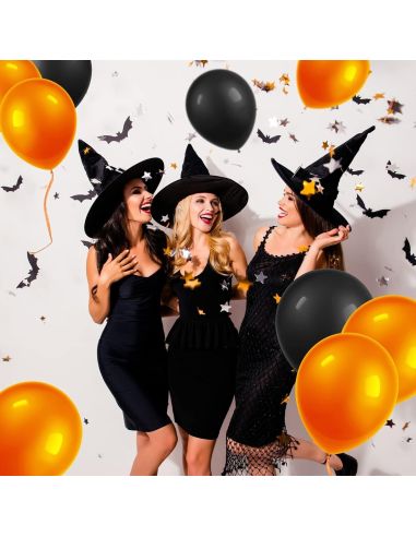Pack de 40 Ballons Noirs et Oranges / Dimensions : 30 x 30 cm