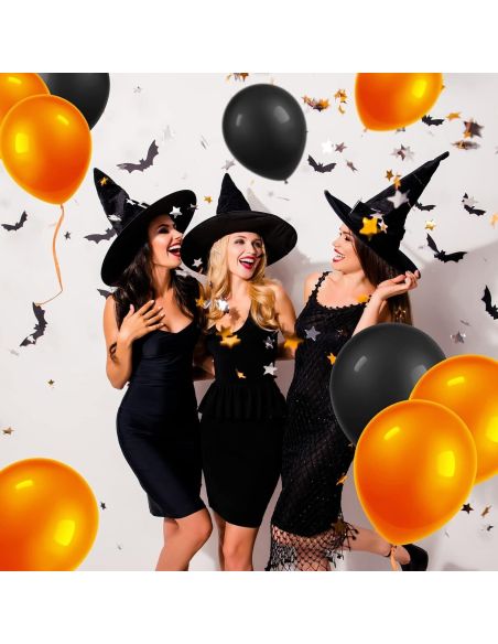 Pack de 40 Ballons Noirs et Oranges / Dimensions : 30 x 30 cm