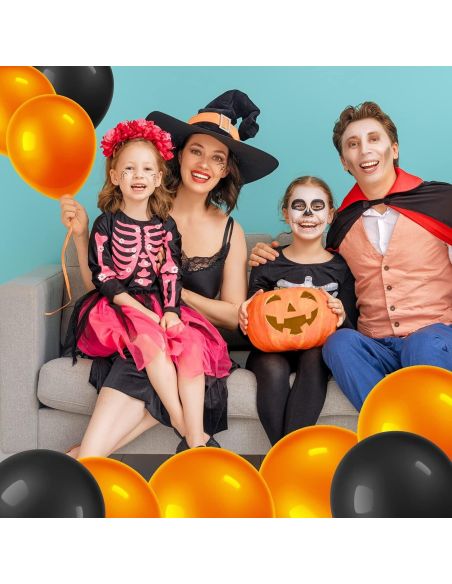 Pack de 40 Ballons Noirs et Oranges / Dimensions : 30 x 30 cm