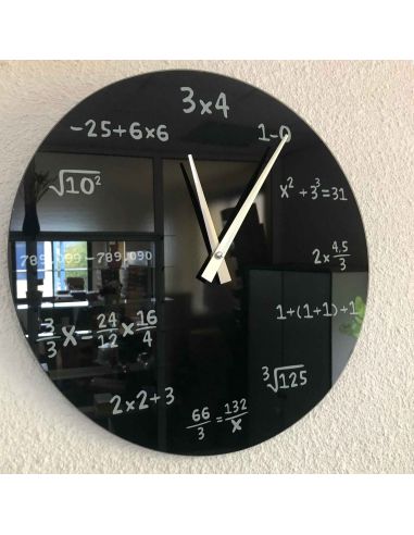 Décoration / Horloge Murale Mathématiques en verre / Diamètre : 35 cm