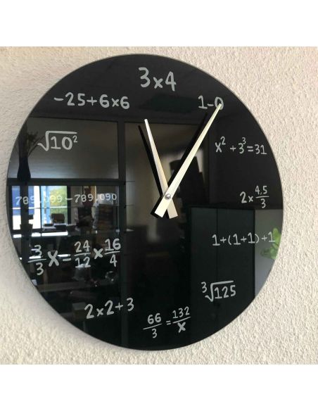 Décoration / Horloge Murale Mathématiques en verre / Diamètre : 35 cm