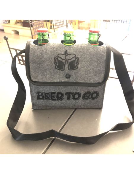 Sac à Bandoulière pour 3 bouteilles de bières / Dimensions : 20 x 21 cm