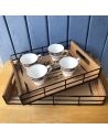 Lot de 2 Plateaux en Bois et Métal avec Inscription "Vintage Home"