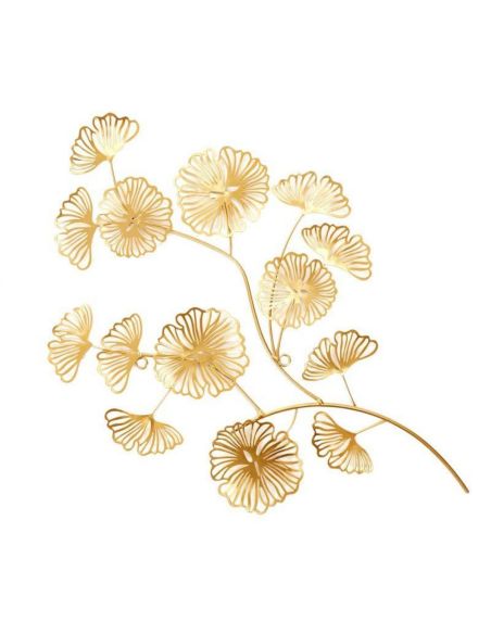 Décoration Murale Fleur en Métal doré/ Dimensions : 54 x 35 x 2,2 cm