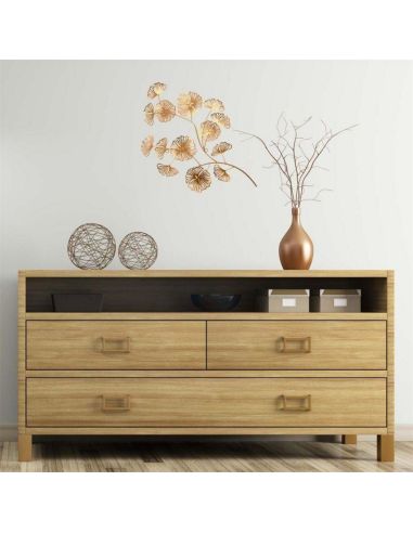 Décoration Murale Fleur en Métal doré/ Dimensions : 54 x 35 x 2,2 cm