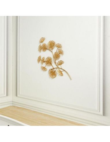 Décoration Murale Fleur en Métal doré/ Dimensions : 54 x 35 x 2,2 cm