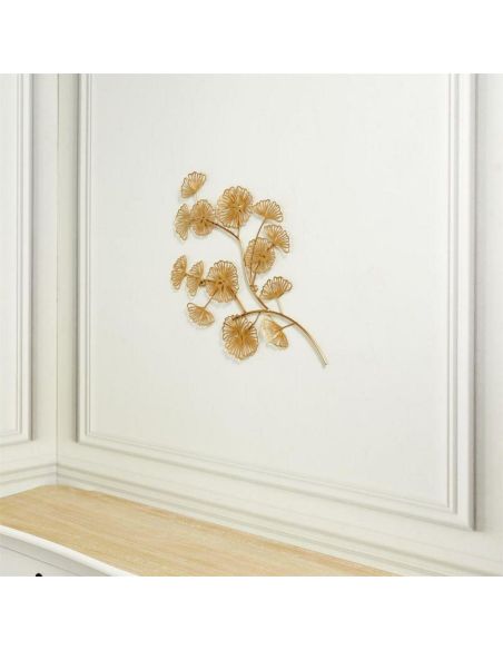 Décoration Murale Fleur en Métal doré/ Dimensions : 54 x 35 x 2,2 cm