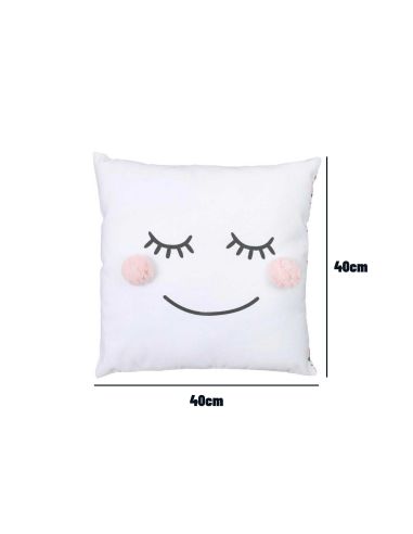 Coussin Déco Enfant "Pompon" / Dimensions : 40x40x10cm / Matière : Polyester