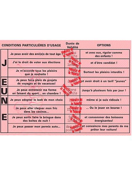 Faux Permis Humoristique " 18 ans Permis de Fêter sa Majorité" - Dimensions : 44 x 20,5 cm