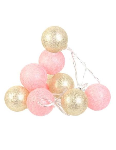 Guirlande 10 boules lampes Led Rose Doré / Longueur : 192 cm