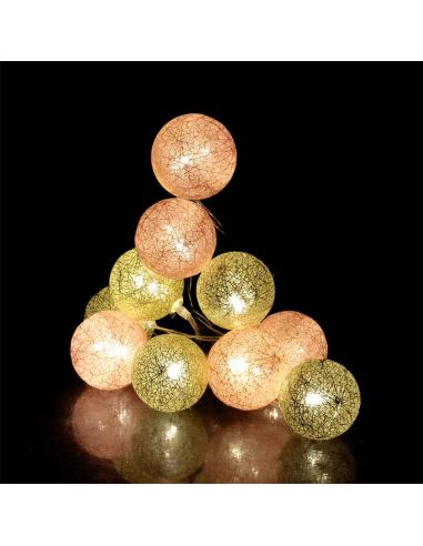 Guirlande 10 boules lampes Led Rose Doré / Longueur : 192 cm