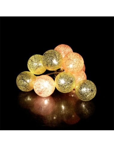 Guirlande 10 boules lampes Led Rose Doré / Longueur : 192 cm