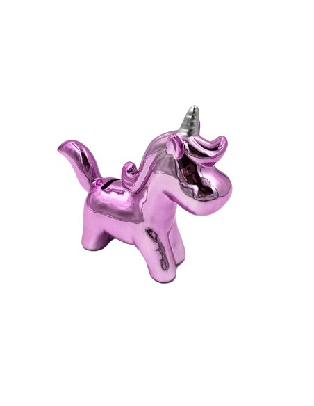 Tirelire Licorne reflets chromés / Colori au choix : rose, bleu, blanc