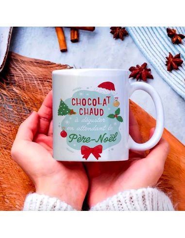 Mug "Un chocolat Chaud, à Déguster en Attendant le Père-Noël" - Dimensions : 12 x 9,7 x 8 cm
