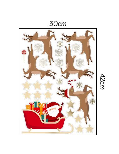 Lot de Stickers De Vitre Traineau Père-Noël - Faciles à poser et Repositionnables