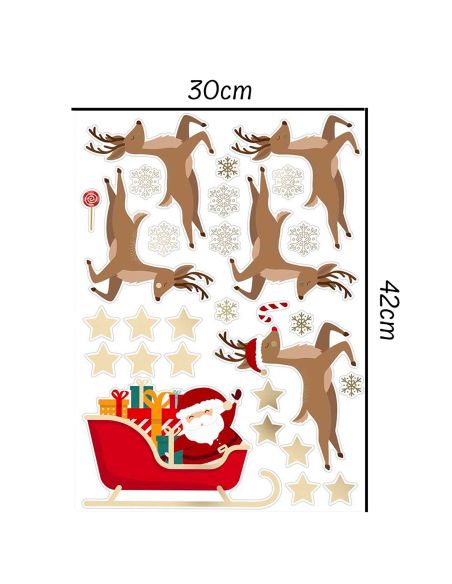 Lot de Stickers De Vitre Traineau Père-Noël - Faciles à poser et Repositionnables