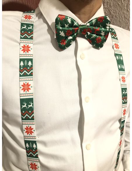 Lot Noeud Papillon+Bretelles motif Noël - 6 modèles Différents
