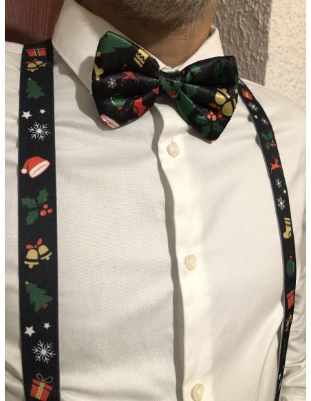 Lot Noeud Papillon+Bretelles motif Noël - 6 modèles Différents
