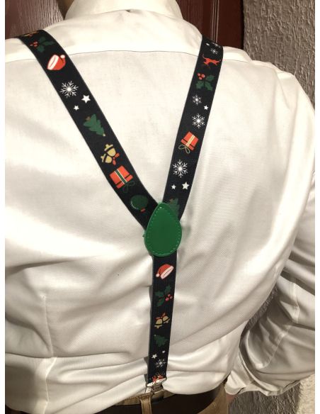 Lot Noeud Papillon+Bretelles motif Noël - 6 modèles Différents