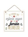 Plaque Murale en Bois Noel "Famille Heureuse" - Dimensions : 20x20x0,6 cm
