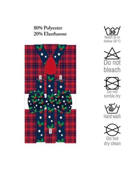 Lot Noeud Papillon+Bretelles motif Noël - 6 modèles Différents