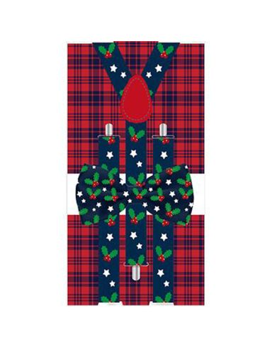 Lot Noeud Papillon+Bretelles motif Noël - 6 modèles Différents