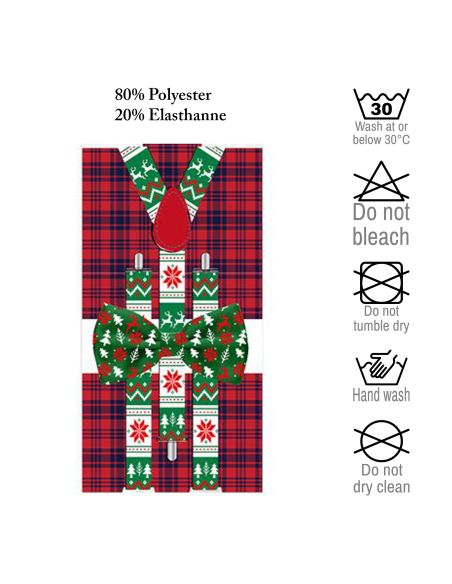Lot Noeud Papillon+Bretelles motif Noël - 6 modèles Différents