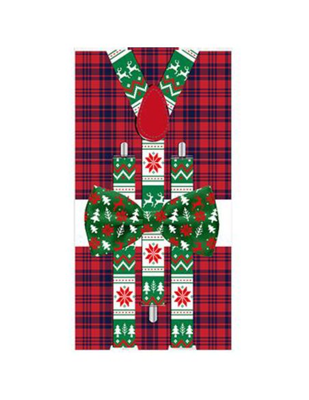 Lot Noeud Papillon+Bretelles motif Noël - 6 modèles Différents