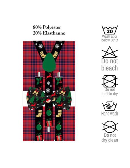 Lot Noeud Papillon+Bretelles motif Noël - 6 modèles Différents