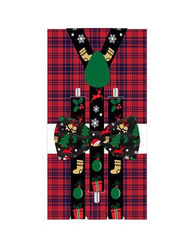 Lot Noeud Papillon+Bretelles motif Noël - 6 modèles Différents