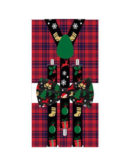 Lot Noeud Papillon+Bretelles motif Noël - 6 modèles Différents