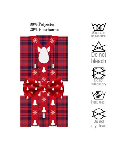 Lot Noeud Papillon+Bretelles motif Noël - 6 modèles Différents