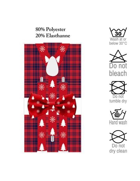 Lot Noeud Papillon+Bretelles motif Noël - 6 modèles Différents