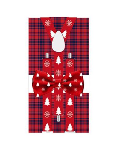 Lot Noeud Papillon+Bretelles motif Noël - 6 modèles Différents