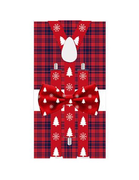 Lot Noeud Papillon+Bretelles motif Noël - 6 modèles Différents