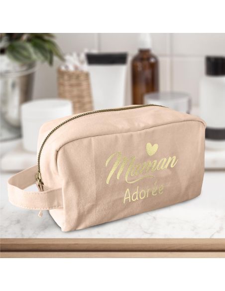 Trousse de toilette "Maman Adorée" - Dimensions : 22 x 10 x 12 cm