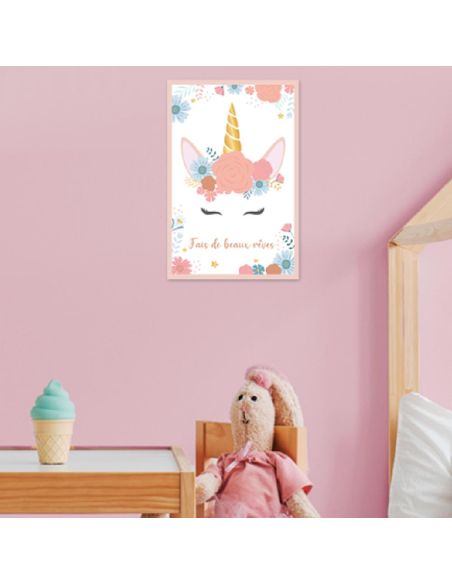 Toile Décorative Murale Licorne / Dimensions : 30 x 20 x 2 cm