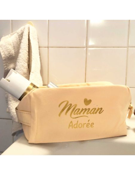 Trousse de toilette "Maman Adorée" - Dimensions : 22 x 10 x 12 cm