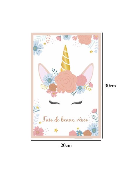 Toile Décorative Murale Licorne / Dimensions : 30 x 20 x 2 cm